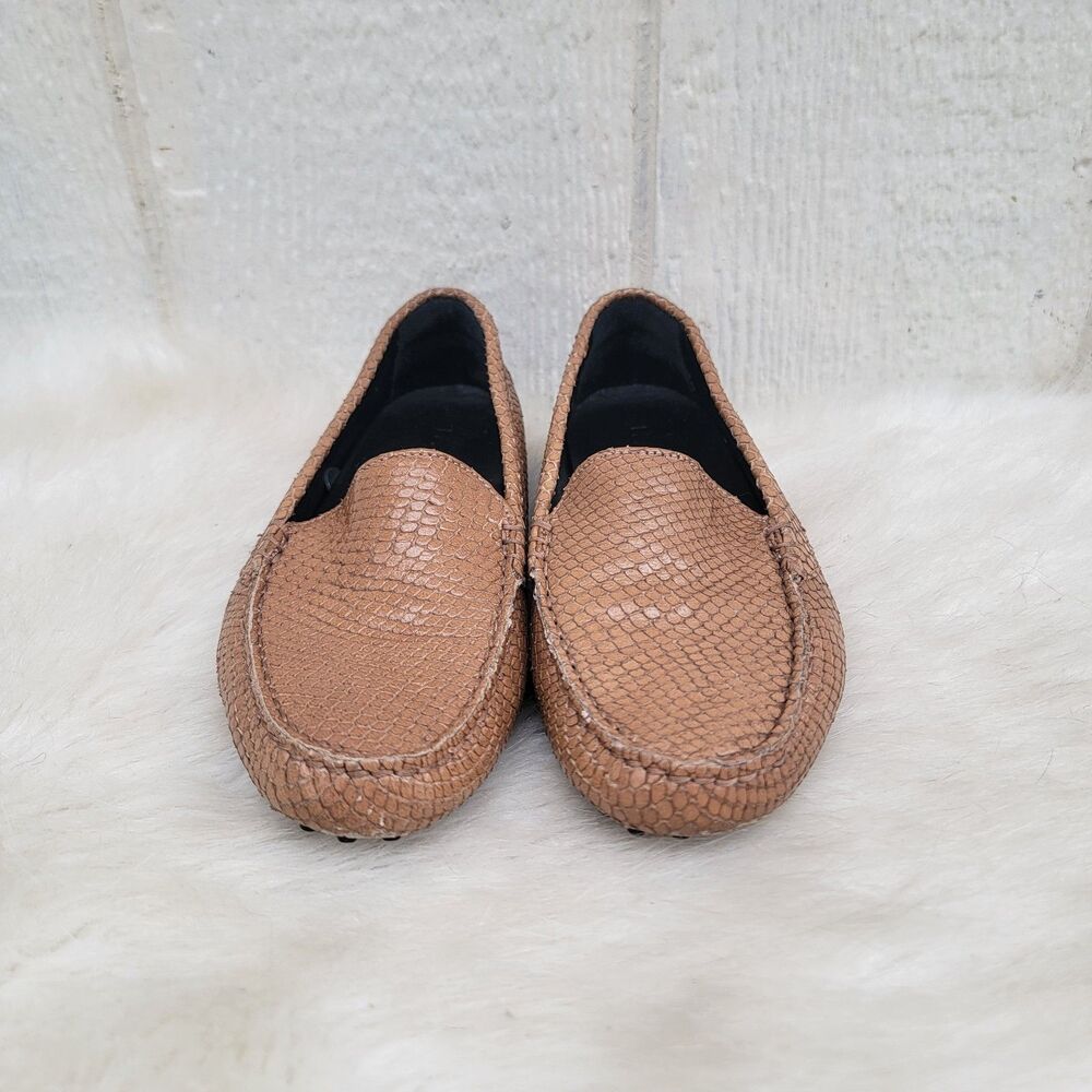 M. Gemi Tan Driving Loafer Womens Sz 37 Snake Print
